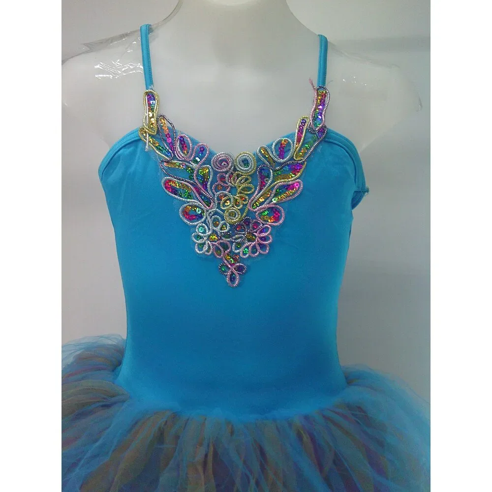 Pre-Owned Dance Costume Costume Gallery  Large Child Blue Colorful Tutu Ballet